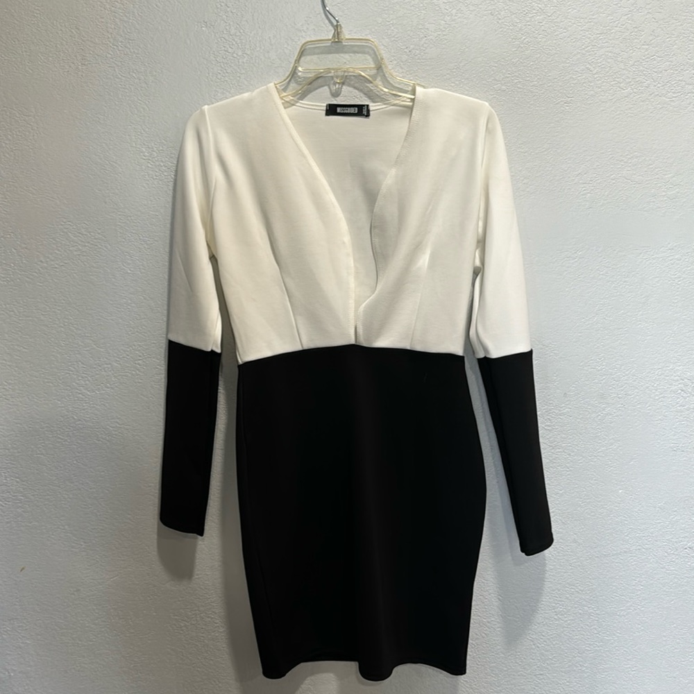 Missguided Black Colorblock Plunge Bodycon Mini Dress